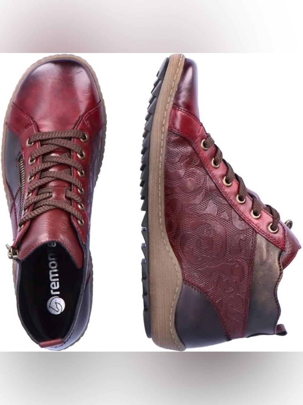 Remonte Burgundy Leather Sneakers